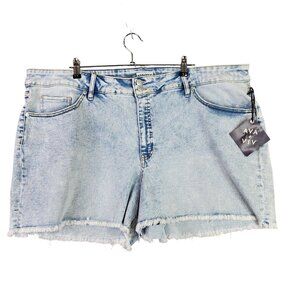 Womens Ava & Viv Blue Denim Jean Shorts Acid Wash Mid Rise 4" Inseam Size 26W
